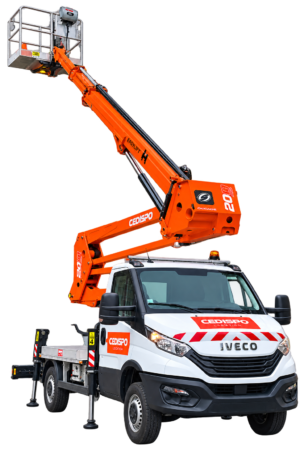 Photo qui représente une nacelle sur VL 20M de couleur orange