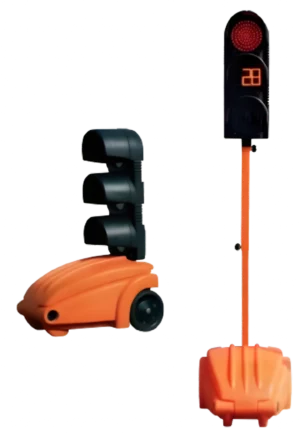 Photo qui représente un feu tricolore de couleur orange