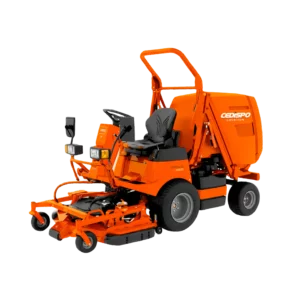 Photo qui représente une tondeuse autoportée de couleur orange